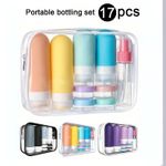 TRAVEL BOTTLES SET FOR TOILETRIES 17PCS TSA APPROVED SILICONE TRAVEL CONTAINERS