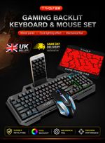 UK Gaming Keyboard And Mouse Set RGB LED USB For PC Laptop Xbox One PS4 PS5