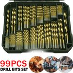 HSS Drill Bit Set cw Metal Case 1mm-10mm Bits Metal Wood Plastic 99PC Kit