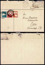 Palestine 1937, Jerusalem cancels, mixed franking, cover to Bern Switzerland