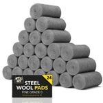 SOL 24pk Steel Wool Pads Fine Grade 0 Metal Scourers Polishing Rust Removal