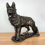German Shepherd figurine heavy bronze effect ornament statue Alsatian lover gift