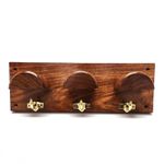 Coco Equestrian Wooden Triple Bridle Hook Rack Tack Storage with Brass Hooks