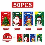 50pcs Christmas Gift Bags 4 Designs Santa Snowman Party Loot Sweet Bags 25x16cm