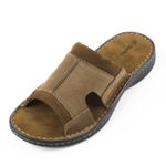 Mens Slip On Leather Sandals Mules Footbed Summer Flip Flop Sliders Holiday Size