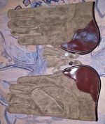 Falconry Glove Suede Leather Double Layer 12" Long (Medium Size, Olive Green)