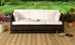 Rattan Sun Lounger Storage Sofa Sunbed Garden Patio Furniture - 3 Seater
