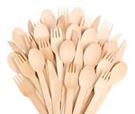 Biodegradable Wooden Forks Spoons Knives Compostable Lightweight Cutlery Set