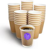Disposable Coffee Cups with/without Lids Kraft Triple Wall Hot Drinks Paper Cups