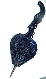 Antique Fire Bellows Black Forest Ornate Carved Wooden Art Nouveau