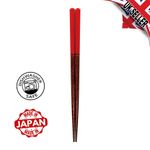 Red Bamboo Japanese Chopsticks 22.5cm Non-Slip Dishwasher Safe Reusable Gift