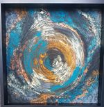 Abstract Textured Spiral Swirl Painting, Framed
