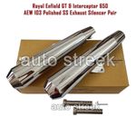 For Royal Enfield GT & Interceptor 650 AEW 103 Polished Exhaust Silencer Pair