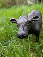 Vintage Beautiful Cast Iron Black & White Cow - Door Stop Figure