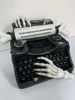 TK Maxx Halloween Typewriter Skeleton Hand Ornament Resin Figurine Decor 10" NEW