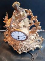 Clock with Lady Figure Gilt Metal Antique French P.H. GOULDING Classic Decor