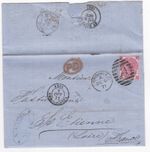 1871 QV FINE 3d ROSE STAMP PLATE6 ON TRADE LETTER TO ST ETIENNE FRANCE
