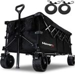 Moverx 300L Folding Festival Trolley Wagon Cart, Beach Camping Garden, Black