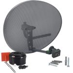 80cm Zone 2 Satellite Dish, Quad LNB + 40m Black Single RG6 Kit For Sky Freesat