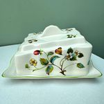 James Kent Old Foley Covered Cheese Dish York Shape Strawberry Pattern 1950s