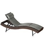 Outsunny Rattan Sun Lounger with 5 Position Back, Texteline Seat, Brown