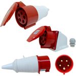 16 Amp 5 Pin Red Three Phase 415V CEE Industrial Connector IEC CEE Plug Socket