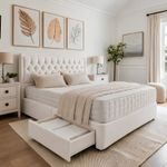 PLUSH DIVAN BED SET WITH MEMORY MATTRESS AND HEADBOARD 3FT 4FT 4FT6 5FT 6FT