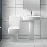 Nuie Bliss Close Coupled Toilet & 520mm Full Pedestal Basin Set Modern Bathroom