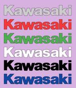 TWO REPLICA KAWASAKI MOTORBIKE STICKERS DECALS. CHOOSE SIZE AND COLOUR. Post inc