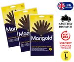 3 x Marigold Black Outdoor Gardening Rubber Gloves Extra Tough Non-Slip Grip L