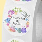 Customised crocheted by. Personalised crochet label Professional packaging label
