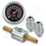 0-15 PSI Fuel Pressure Gauge & Fitting Kit For Carburettor 9mm & 6AN Fittings