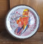 Vintage Quality Street Chocolate Tin 7" Diameter Papua New Guinea Birds Stamps