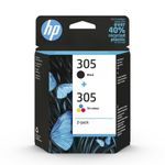 HP 305 2-Pack Tri-color/Black Ink Cartridge - 6ZD17AE