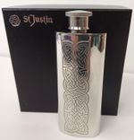 ST JUSTIN   PEWTER HIP FLASK   HANDCRAFTED IN CORNWALL