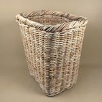 Rectangle Basket Woven Wicker Vintage Storage Laundry Brown 51x44x35cm Large