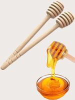 2pcs Honey Dipper Drizzler 16cm Spoon Syrup Wood Stick Wooden Pot Dripper