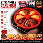 Silicone Triangle Cake Mould 8 Cup Non-Stick Baking Pan Brownie Cupcake Red Blue