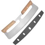 35cm Rocker Pizza Cutter Stainless Steel Blade Wooden Handle with Protective Cov