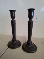 vintage old antique pair of ebony candle sticks