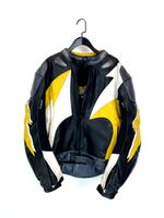 Buffalo Black White Yellow Leather Motorcycle Rider Suit Jacket Trousers Size 42