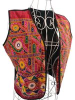 Vintage Traditional Indian Embroidery Textile Waistcoat