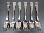 Vintage set 6 silver plated Kings pattern sporks party forks by Viners