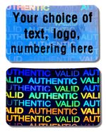 Large CUSTOM PRINTED Security Hologram Stickers, 30mm x 20mm, Warranty Labels