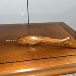 Vintage fish bottle opener + corkscrew, wooden. Retro 1970s