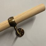 Handrail Stair Rail - Round Oak with Antique Brass Slider Brackets