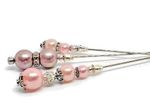 3 x Handmade HAT PINS HIJAB PINS LAPEL PINS  LIGHT PINK & DUSKY PINK Shell Pearl