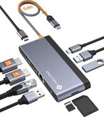 10-In-1 USB C Docking Station Dual Monitor, Single 8K@30Hz, Dual 4K@60Hz HDMI, 1