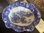 Victoria Ware Ironstone blue and white scalloped transferware bowl Chinese