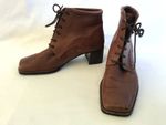 Vintage 90s Pikolinos Italy Leather Square Toe Lace Block Heel Ankle Boots | 6